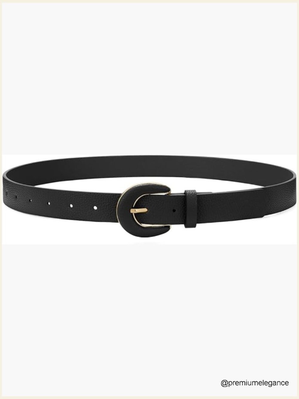 Women's Faux Leather Belt with Gold C-shaped Buckle Casual Fashion
